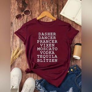 Funny Christmas reindeer names tshirt forest green color